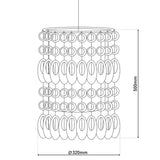 Pendante décorative "Lina" en chrome et perle, lustre moderne en métal et en plastique, avec socket E27, pour salle à manger, salon, couloir ou bureau, 50 cm de haut Ø32 cm