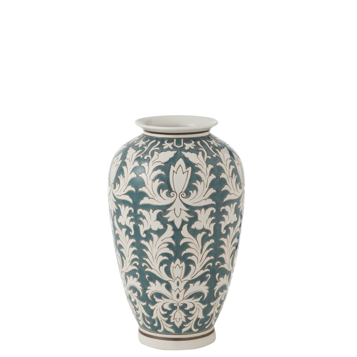 Vase Victoria Amphora en porcelaine verte et blanche, vue avant.