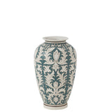 Vase Victoria Amphora en porcelaine verte et blanche, vue avant.