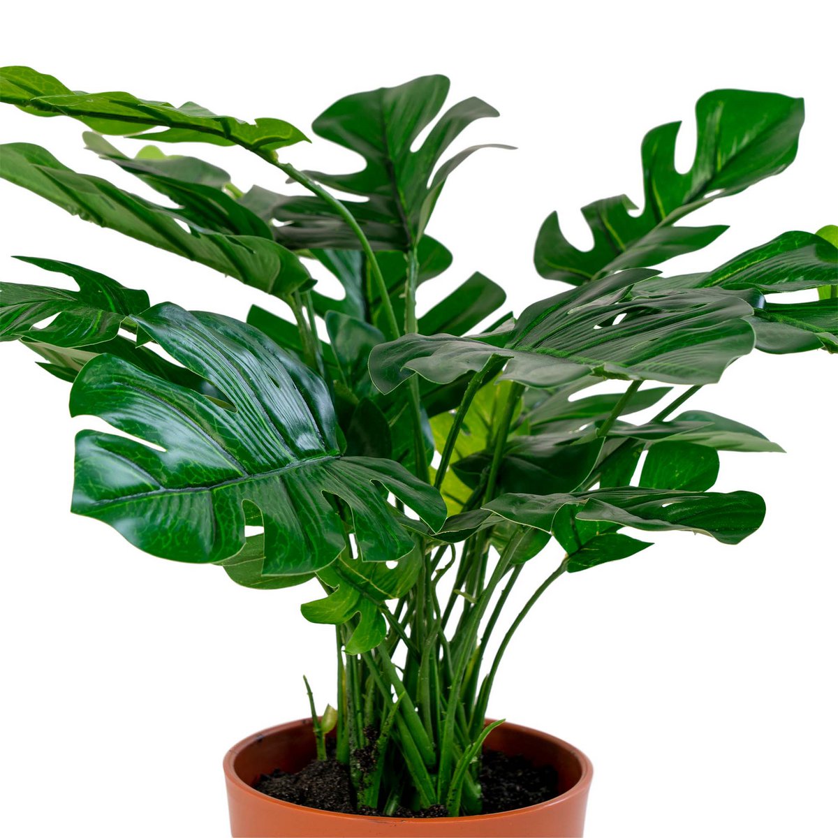 Monstera artificielle dans un pot en ciment