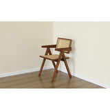 chaise Pierre Jeanneret bois + rotin, haute qualité