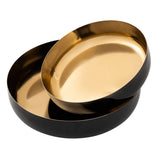Bol décoratif, lot de 2, rond, ø 22/18 cm Bol à collation Glam, métal de haute qualité, or et émail à l'intérieur