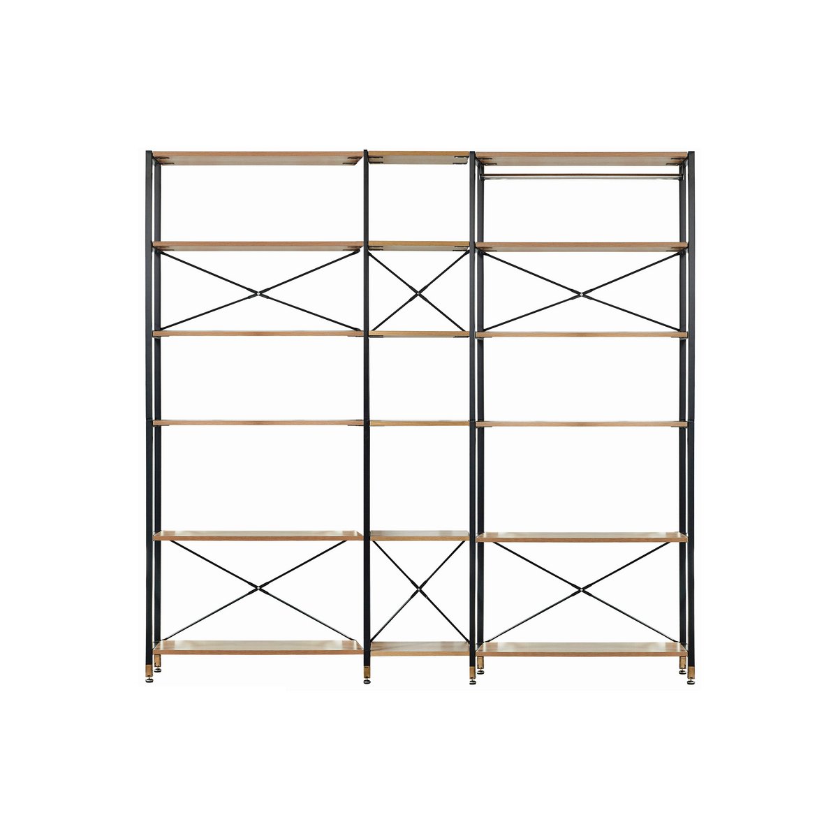 Étagère murale Moebilia en métal noir et MDF avec décor en acacia