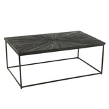 Table basse Shanil en bois et fer noir vue de face
