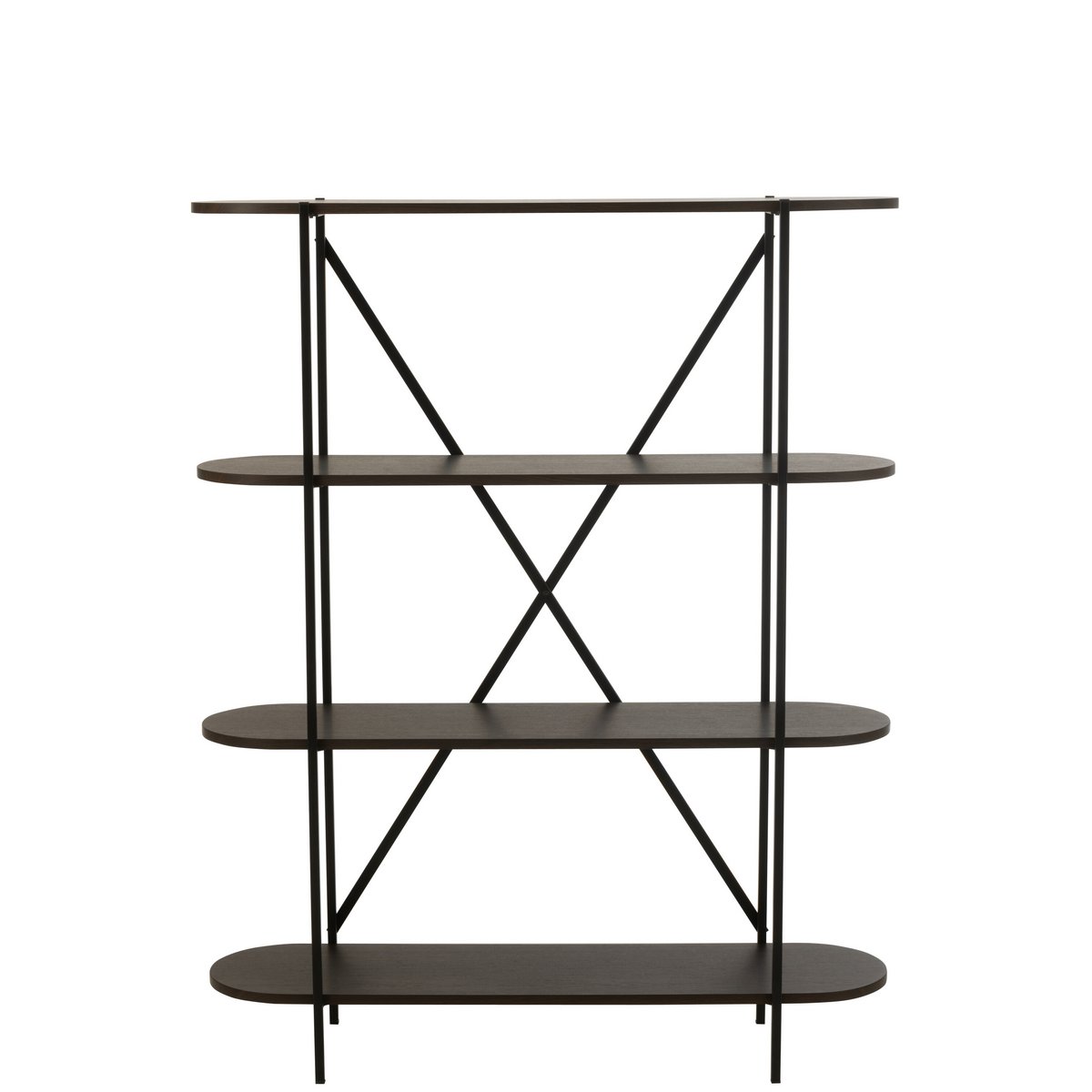 Étagère ovale J-Line en MDF et métal marron foncé - vue avant