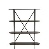 Étagère ovale J-Line en MDF et métal marron foncé - vue avant