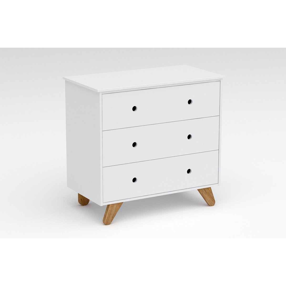 Tiroirs ouverts de la commode Moebilia, montrant l'espace de rangement