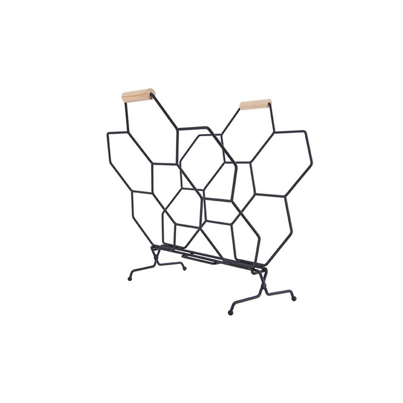 Porte-revues Honeycomb en métal noir, vue de face