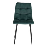 Détail du velours vert foncé de la chaise Middelfart