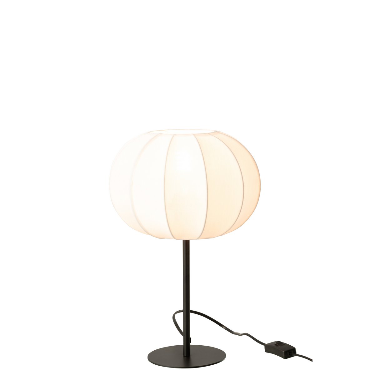 Lantern de lampe J-Line en métal et textile blanc, vue de face