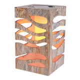 LED DÉCORATIVE Solar à LED "Hilda", 12,3 x 12,3 cm, 20 cm de haut, en plastique de haute qualité, finition en marbre brun-beige, LED intégrée, blanc chaud