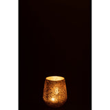 Bougeoir J-Line Glitter en verre doré, ambiance chaleureuse