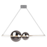 LED PRENDANT LAMP chrome "Nova" fait de verre en métal, en plastique et en fumée en métal et en métal, avec des LED fermement construites, environ. 105 cm de long