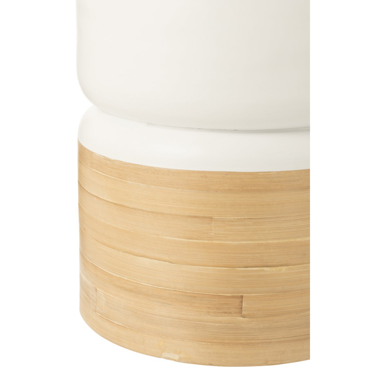 Table d'Appoint Ronde en Bambou Blanc/Naturel vue de face