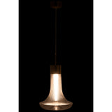 Détail du métal doré de la lampe suspendue LED J-Line sur fond neutre