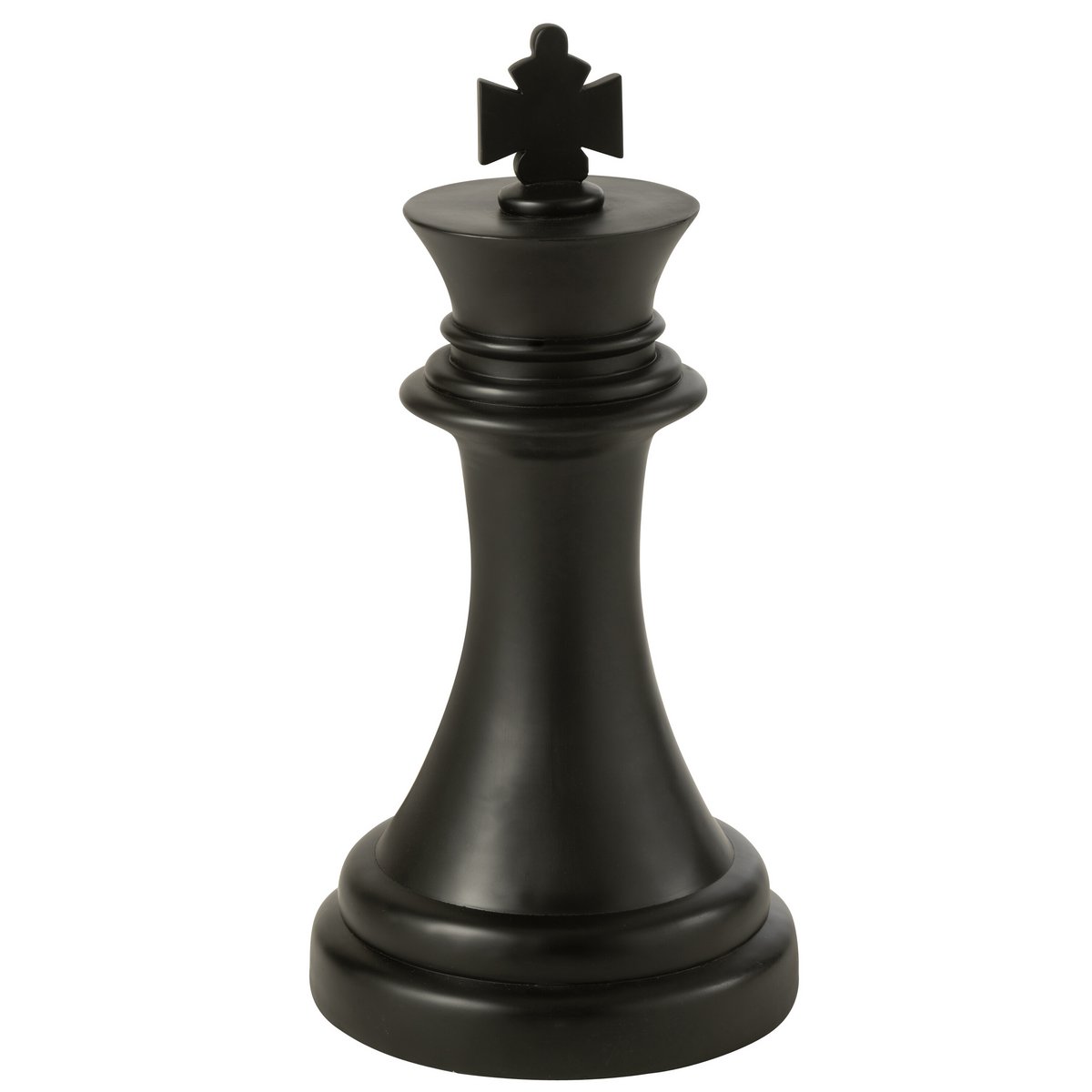 Détail de la pièce d'échec King J-Line, finition polyrésine noire