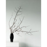 Détail du vase en verre noir, soulignant la qualité du matériau.