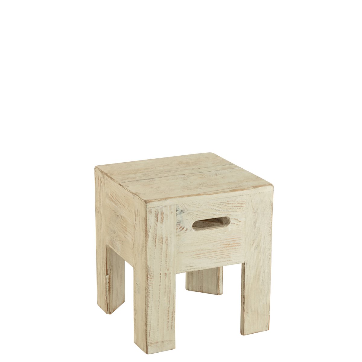 Tabouret J-Line Will en bois de pin blanc, vue de face