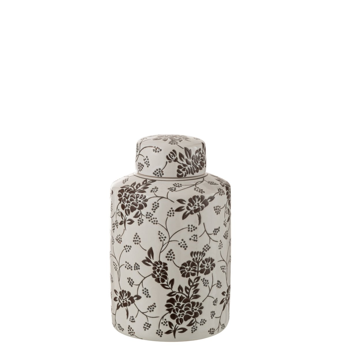 Vase décoratif Zen J-Line en porcelaine blanc/noir, vue de face