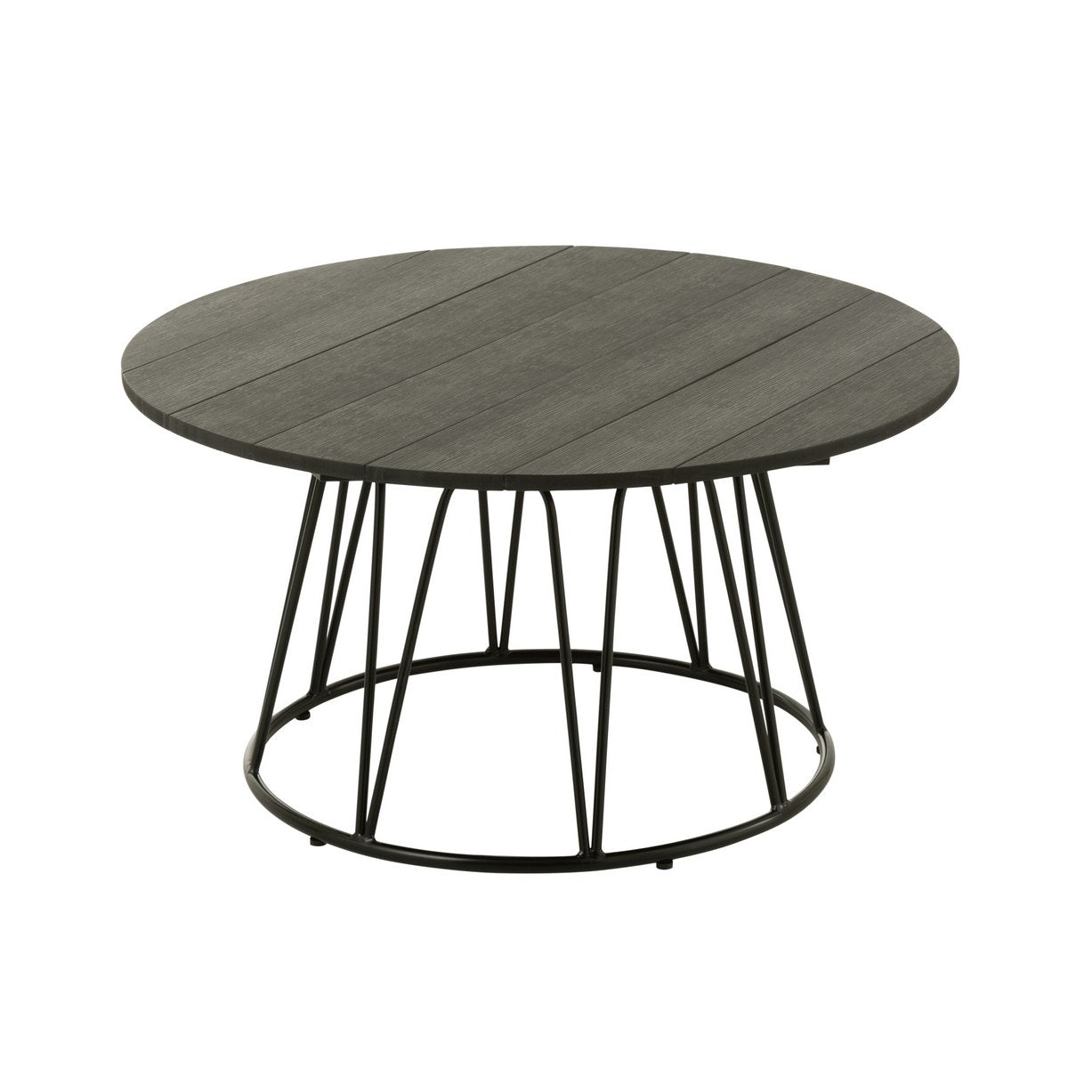 Table J-Line Zoa en métal noir vue de face, design moderne et élégant.