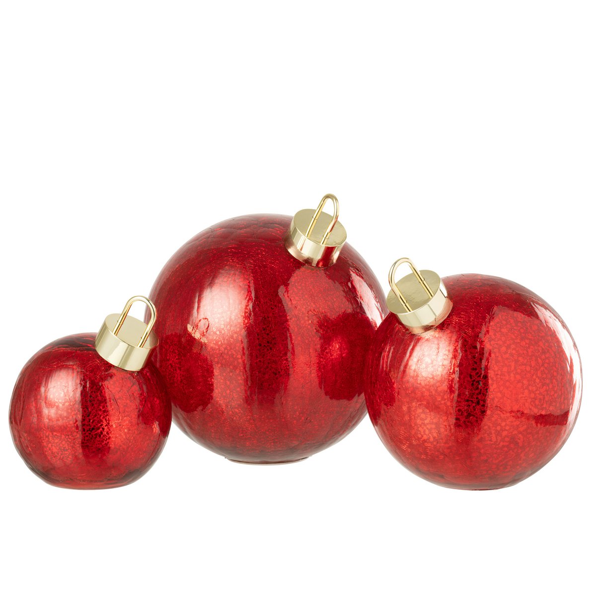 Boule de Noël J-Line en verre rouge sur une table de fête