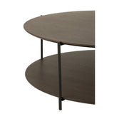 Table basse J-Line ronde en métal marron foncé avec décor