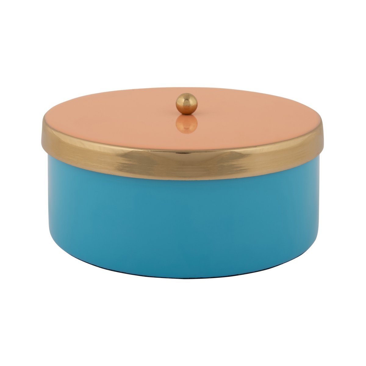 Boîte de rangement Double Funky Medium en métal bleu, vue de face
