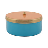 Boîte de rangement Double Funky Medium en métal bleu, vue de face