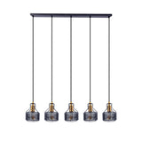 5 pendentif pendentif "Foro" Retro Pendant lampe en métal en noir et or avec des versions E27, 96 cm de long. Éclairage élégant pour le salon, la salle à manger ou la cuisine.