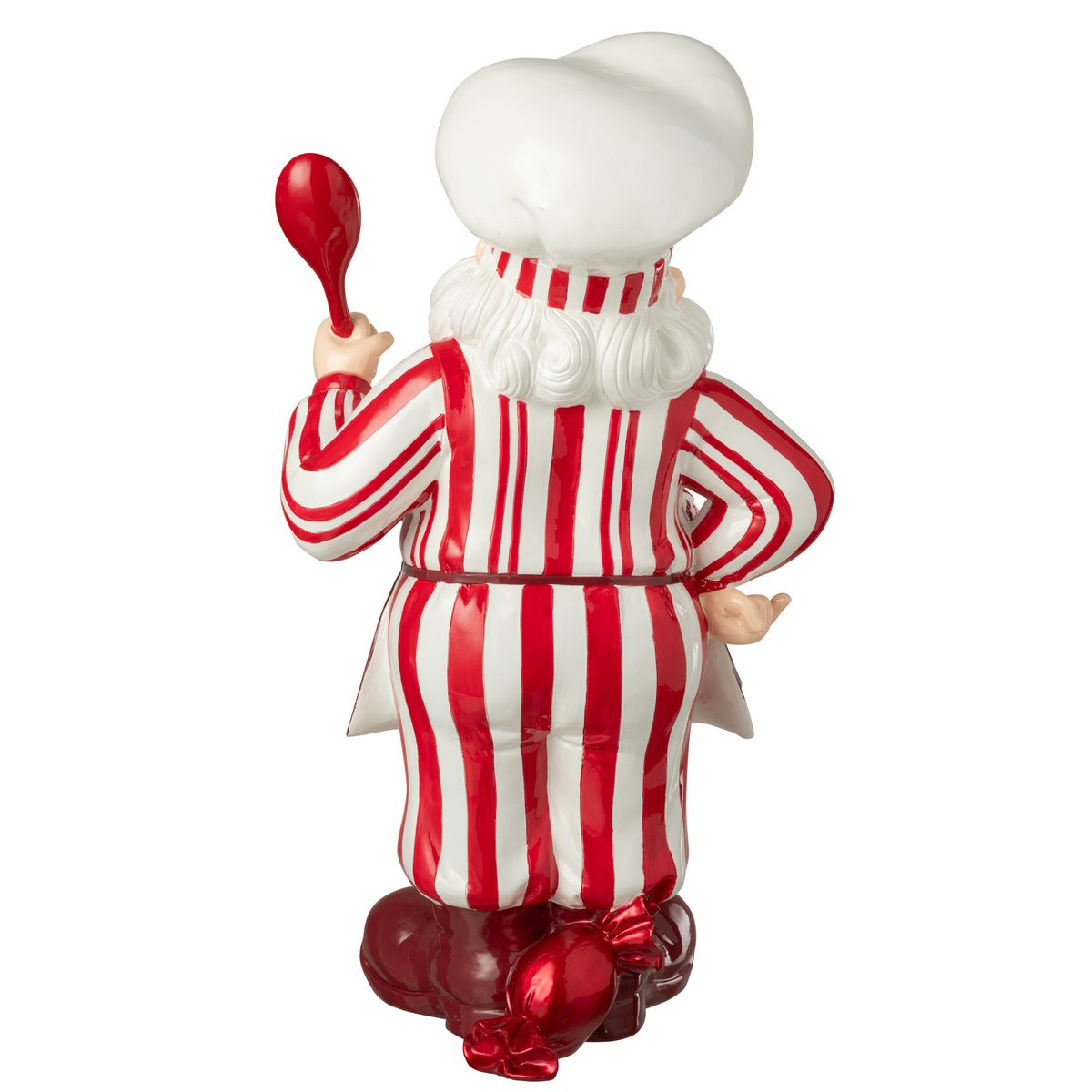 Figurine J-Line Père Noël Kook en polyrésine rouge et blanc, vue de face.
