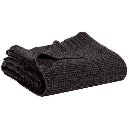 Jeté recyclé Maia Carbone 240x260 cm - design élégant en noir et gris