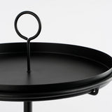 Vue de côté de la table d'appoint Aston Noir en métal