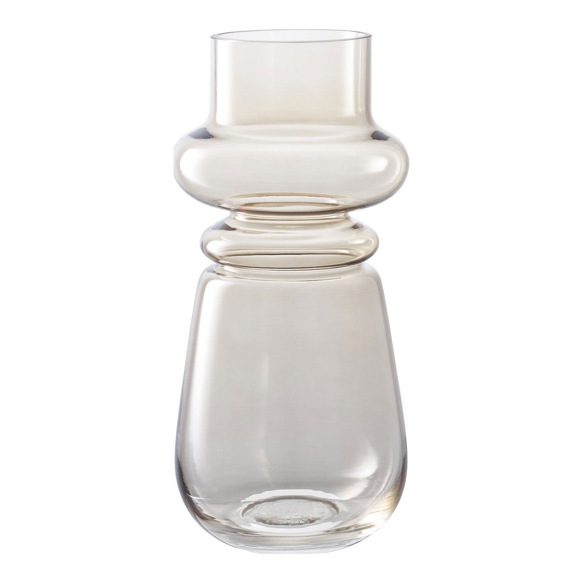 Vase en verre marron fumé avec finition brillante, vue de face
