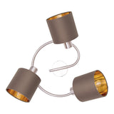 Suspension 3 lampes en métal et tissu marron Maron