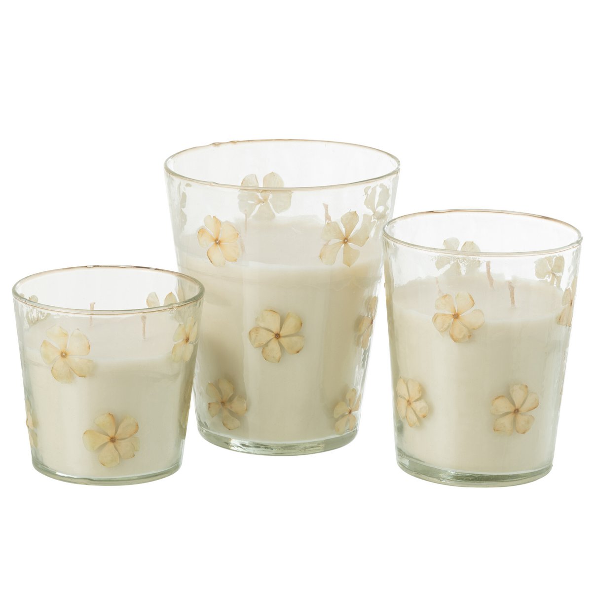 Bougie parfumée J-Line Rose Tender dans un verre transparent
