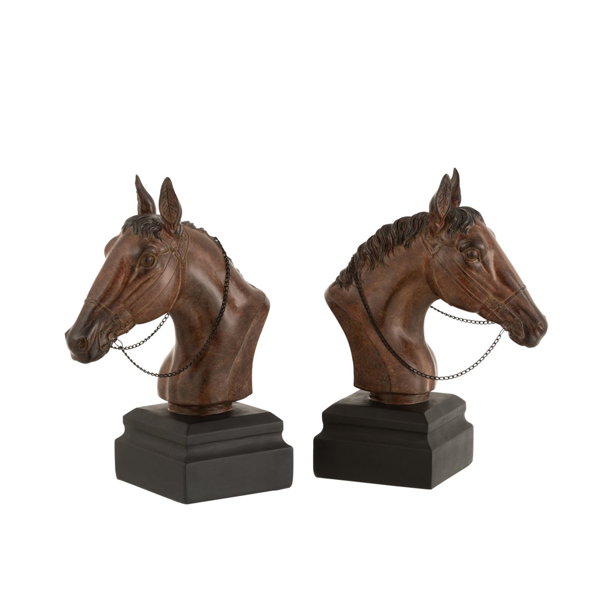 Serre-livres Cheval J-Line en polyrésine marron - vue latérale