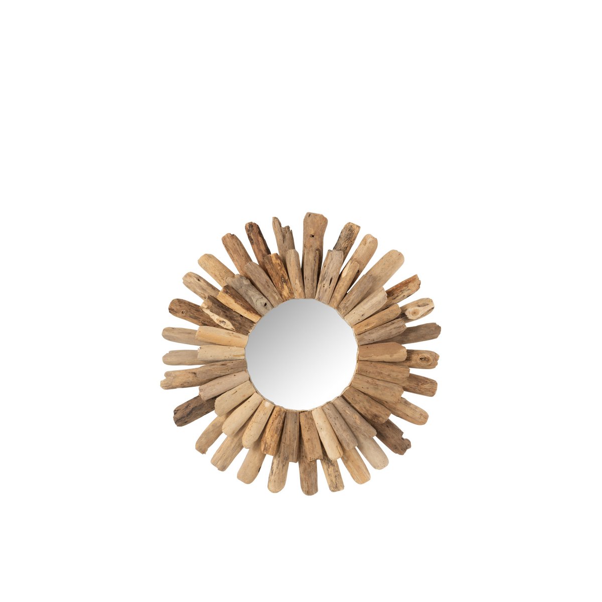 Miroir rond J-Line en bois naturel, diamètre 52 cm, style scandinave