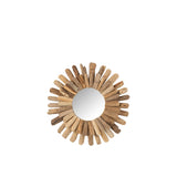 Miroir rond J-Line en bois naturel, diamètre 52 cm, style scandinave