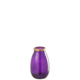 Vase décoratif en verre mauve, idéal pour salon moderne