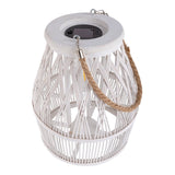 DÉCOLOR SOLAIRE LED "KORBINIAN" pour le jardin et la terrasse en bois et en rotin de nature, lampe solaire 34 cm de haut