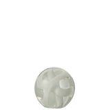 Presse-papier Slinger en verre blanc de J-Line, vue de face sur une table.