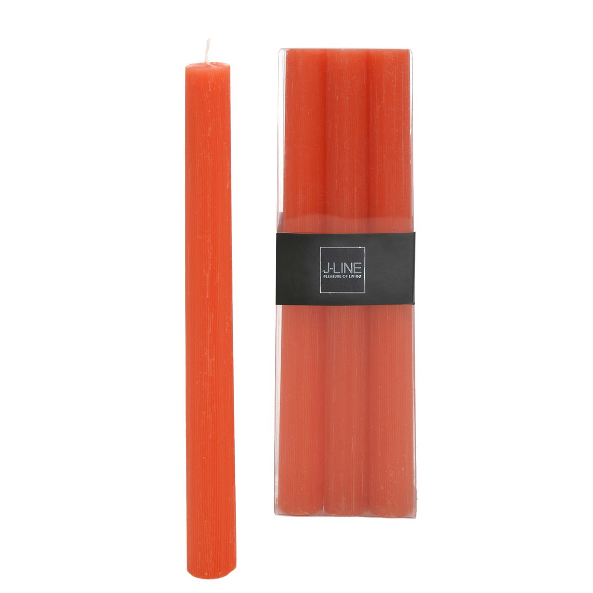 Bougies de table orange J-Line, détail de la texture en cire