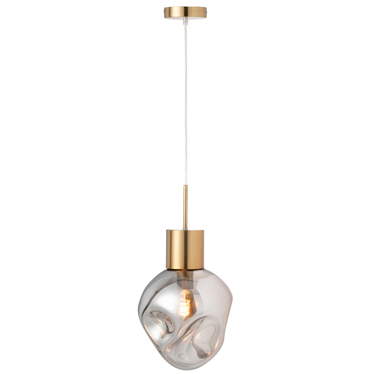 Lampe suspendue J-Line en métal doré et verre gris, vue de face