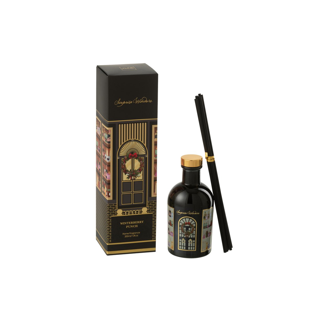 Huile parfumée J-Line en noir avec bâtonnets pour une ambiance raffinée