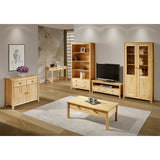 Meuble TV en bois blanc dans un salon moderne