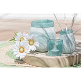 Bougeoir Bubbels en verre aqua de J-Line, gros plan sur la texture