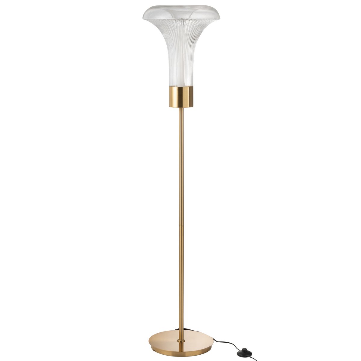 Détail du socle en métal doré du lampadaire J-Line