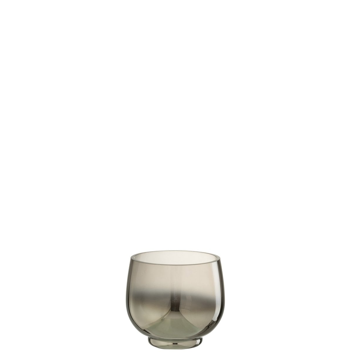 Bougeoir J-Line Rond en verre gris argenté, vue de face