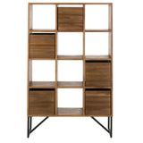 Armoire J-Line en teck recyclé naturel, vue de face.