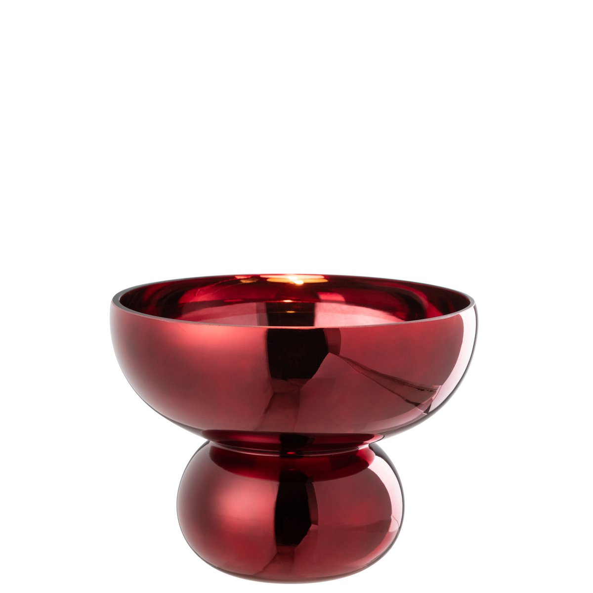 Lanterne J-Line sur socle en verre rouge foncé, vue de face